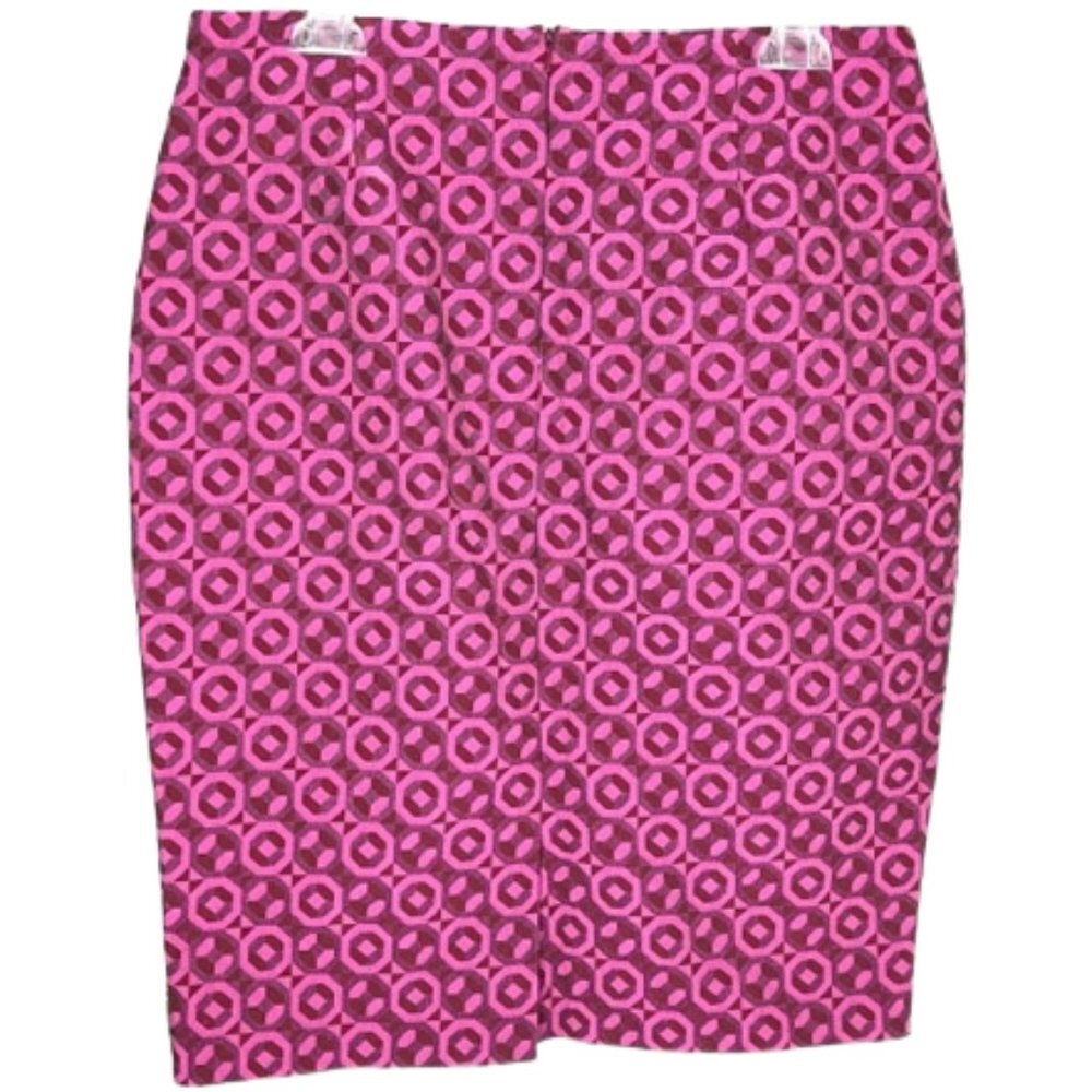 Boden Modern Pencil Skirt Maroon/Pink Circles Lined - 10